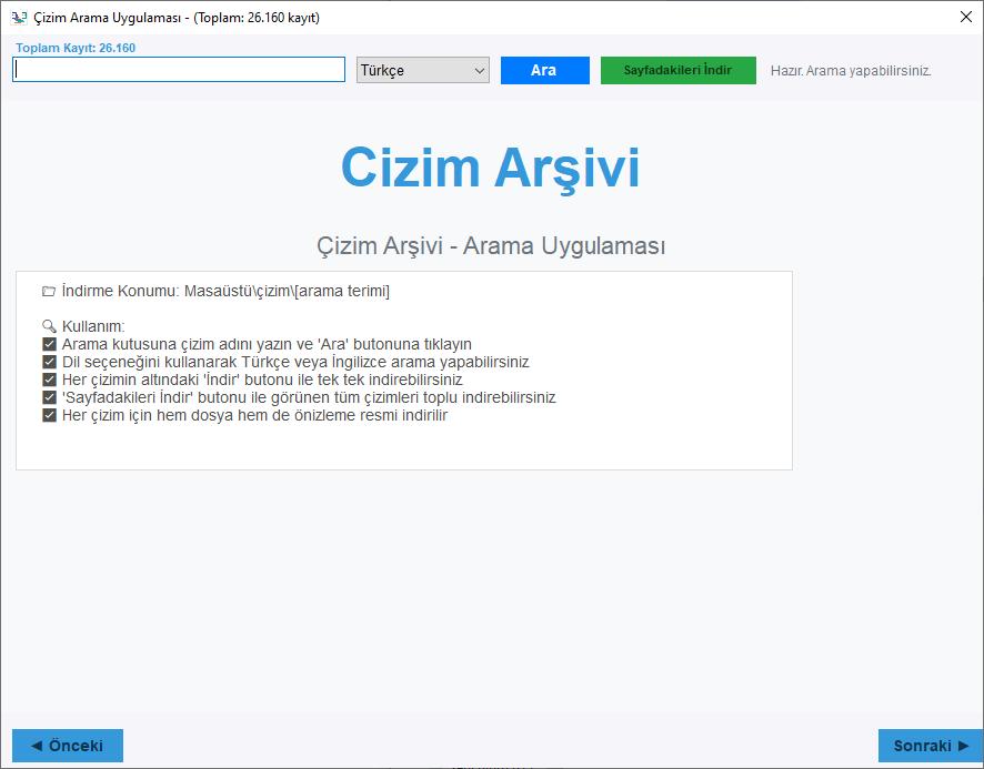 Çizim Arşivi Arama ve İndirme Uygulaması
